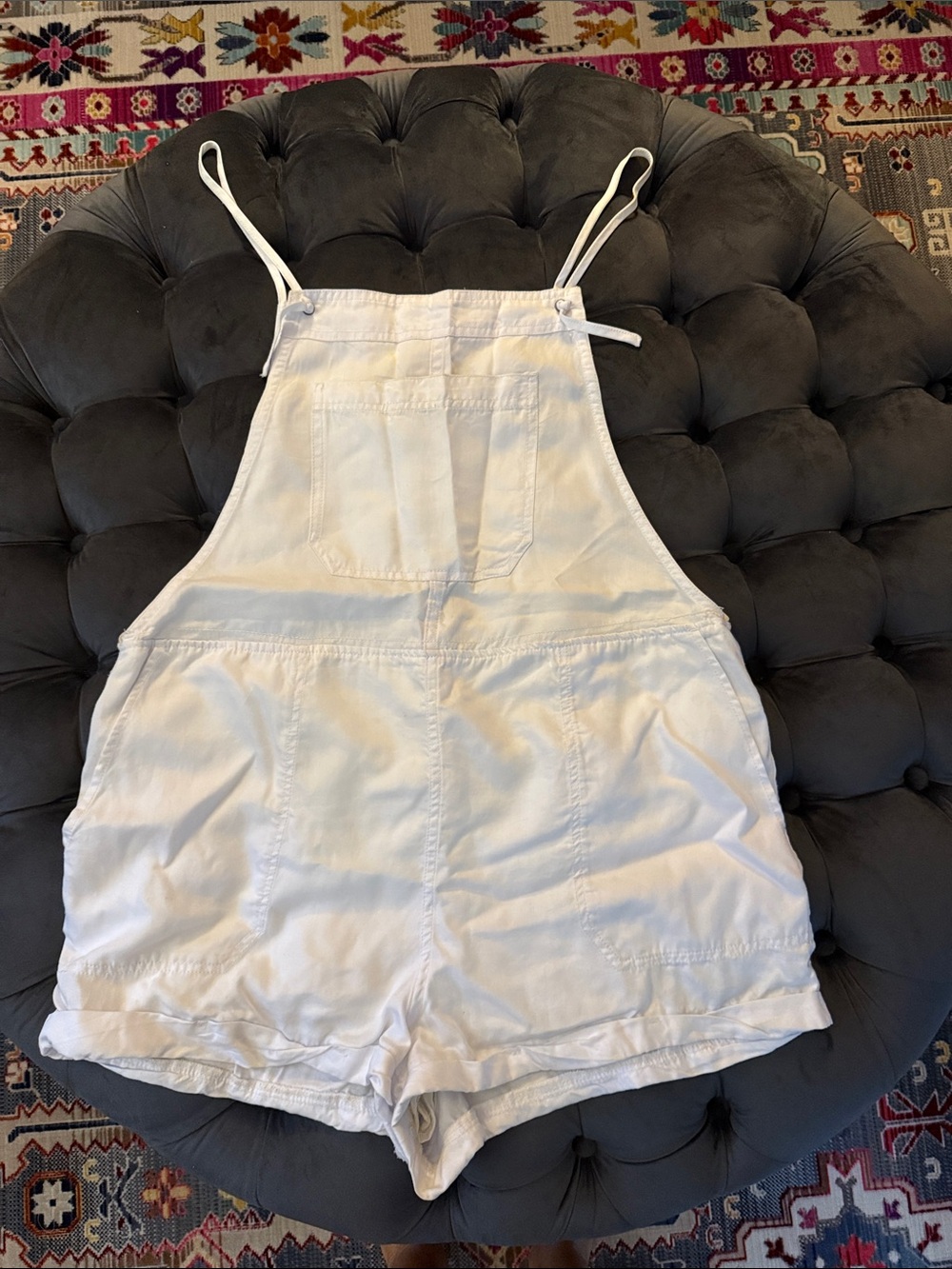 Abercrombie & Fitch White Denim Short Overalls Romper